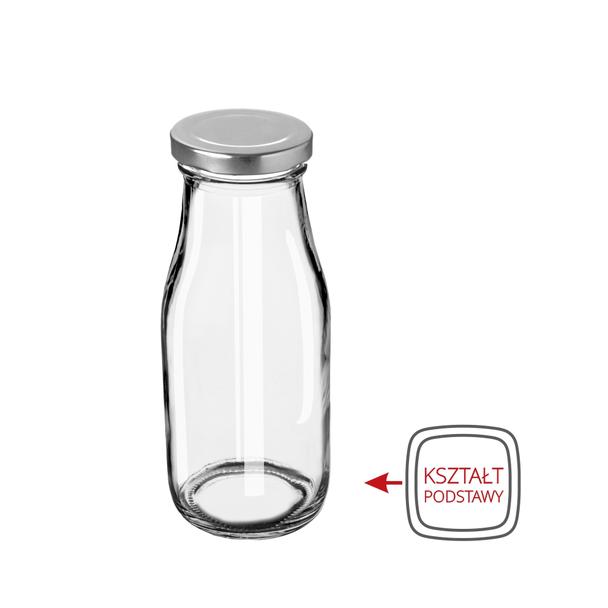 Butelka szklana 320ml do lemoniady, milk shaków, smoothies, kwadratowa z zakrętką