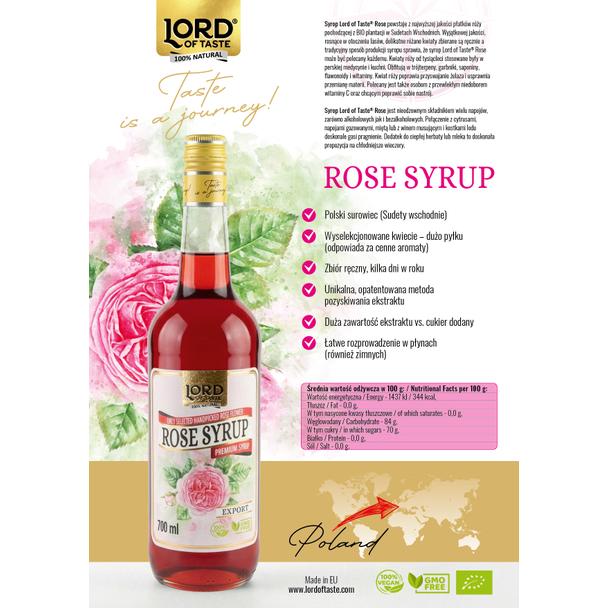Syrop z Kwiatu Róży Premium Lord of Taste 700ml