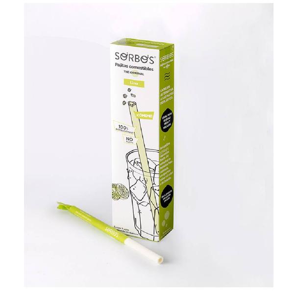 Słomki jadalne o smaku limonki SORBOS, 16szt.