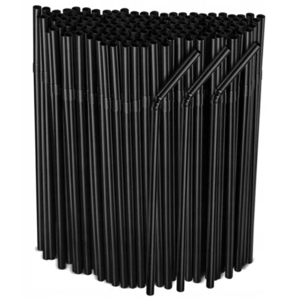 Słomki cocktailowe, łamane, krótkie, czarne, 15cm, 250szt