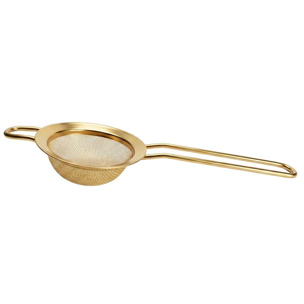 Sitko barmańskie Fine Strainer, zaokrąglone, kolor złoty, średnica 8cm