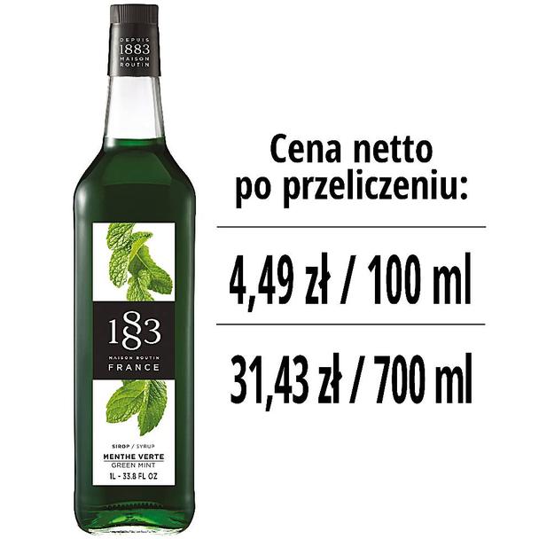 Syrop 1883 Routin Mięta Zielona, szklana butelka 1L
