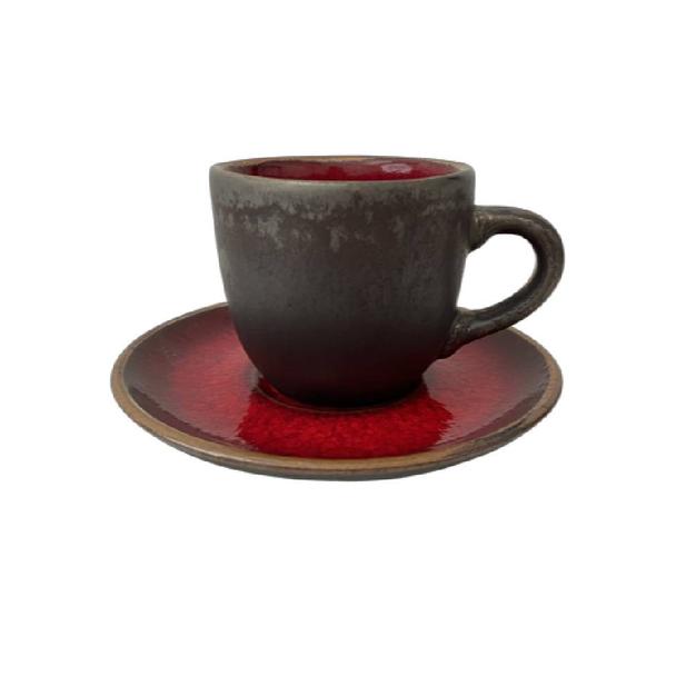 Filiżanka 200ml Bel Kera plus spodek 15 cm, kolor rubin