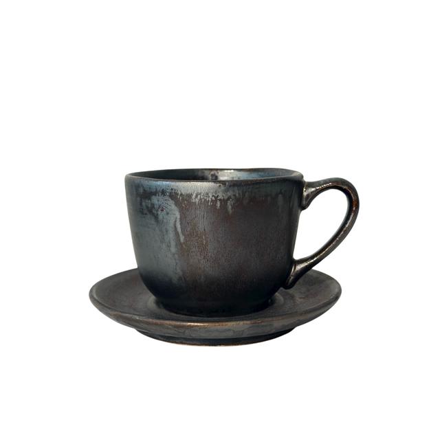 Filiżanka 350ml Bel Kera plus spodek 15cm, kolor hematyt