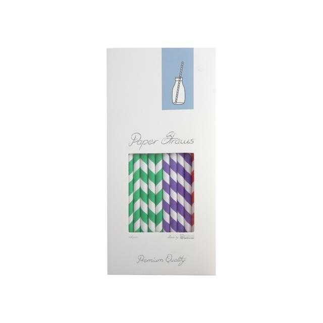 Słomki Rurki cocktailowe Jumbo, papierowe, wzór mix kolorów, 25,5cm