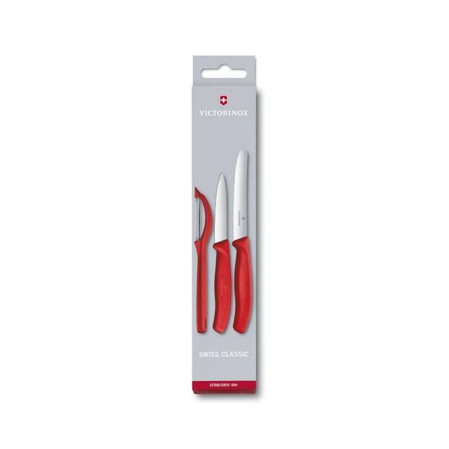 Zestaw - 2x nóż plus obieraczka (peeler) Victorinox, kolor czerwony