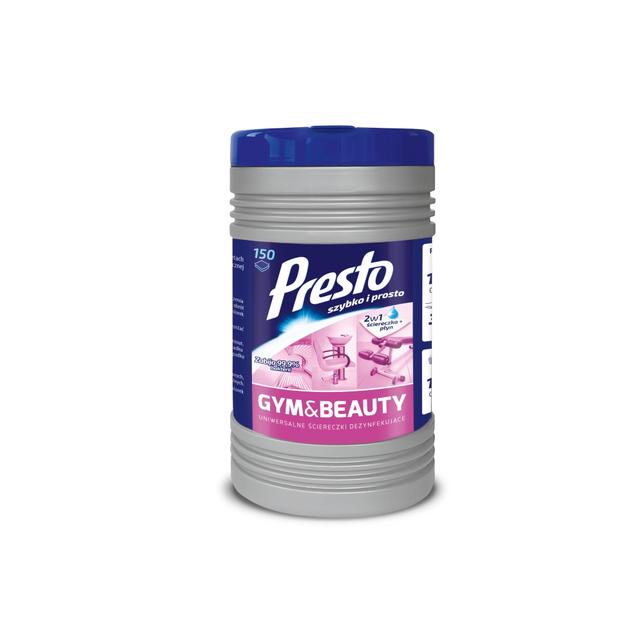 Ściereczki dezynfekujące Presto Tuba Gym & Beauty 150szt.
