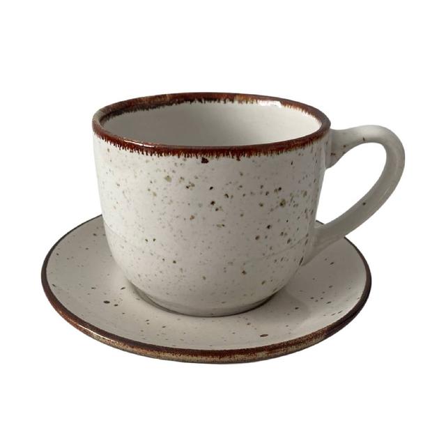 Filiżanka 350ml Bel Kera plus spodek 15 cm, kolor kremowy