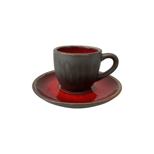 Filiżanka 100ml Bel Kera plus spodek 11 cm, kolor rubin