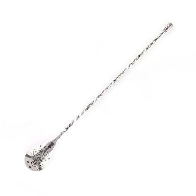 Łyżka barmańska Teardrop, stal nierdzewna, 30cm, wzór Tattoo