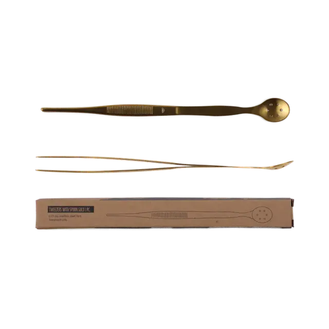 Pinceta, szczypce do owoców APS Ginza z łyżką barmańską, stal nierdzewna 27cm, kolor złoty