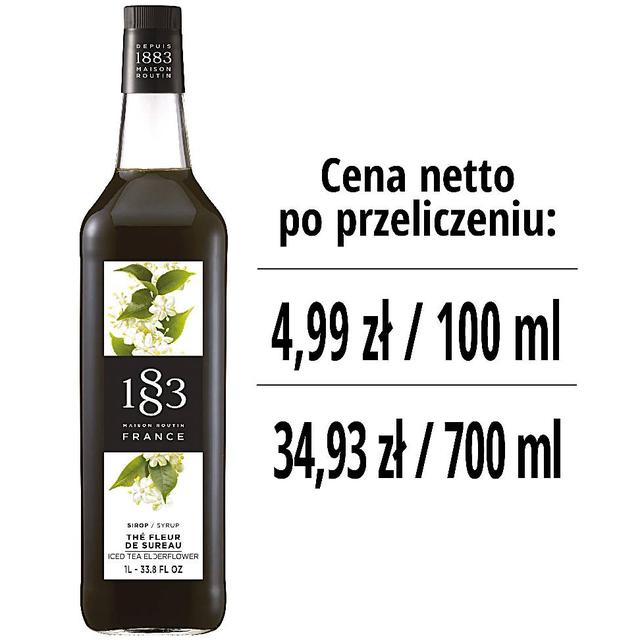 Syrop 1883 Routin Herbata Mrożona o Smaku Kwiatu Bzu, szklana butelka 1L