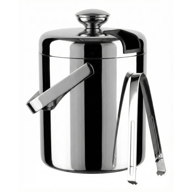 Pojemnik na lód stal nierdzewna ze szczypcami 1,3L