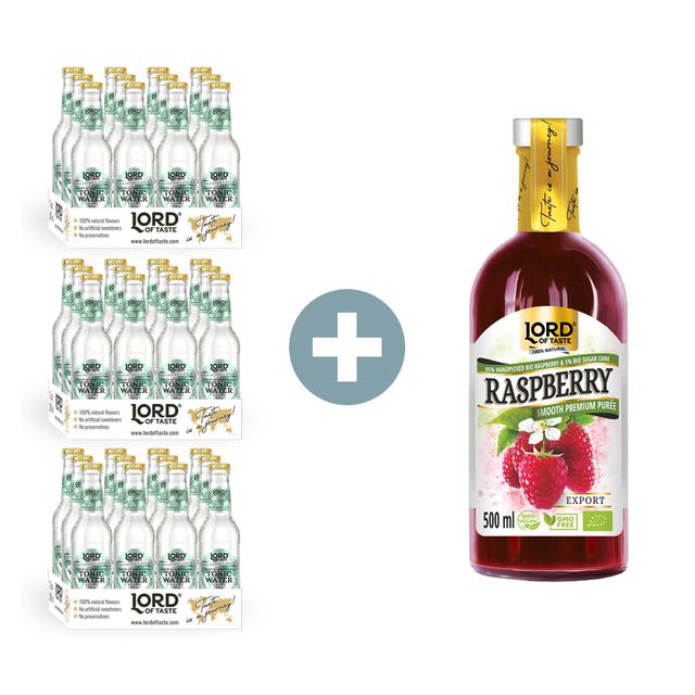 Lord of Taste, zestaw promocyjny - 36x Premium Elderflower Tonic Water + Smooth Premium Puree Lord of Taste Malina 500ml GRATIS