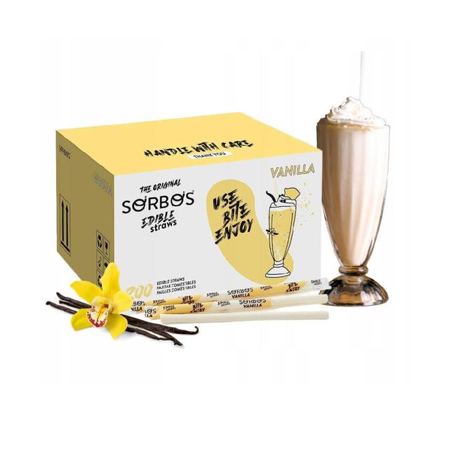 Słomki jadalne o smaku wanilii SORBOS, 200szt.
