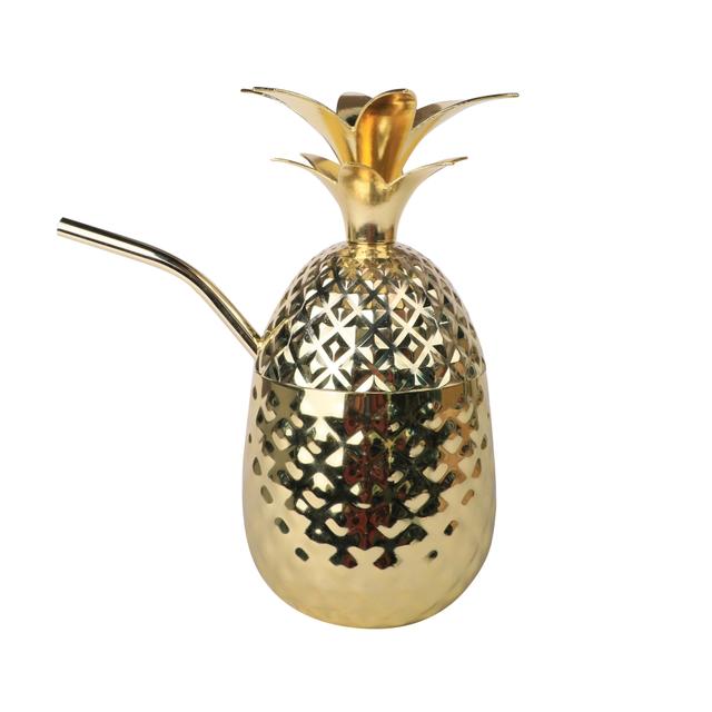 Tiki Mug Pineapple 455ml z rurką, stal nierdzewna, pozłacany-Ananas