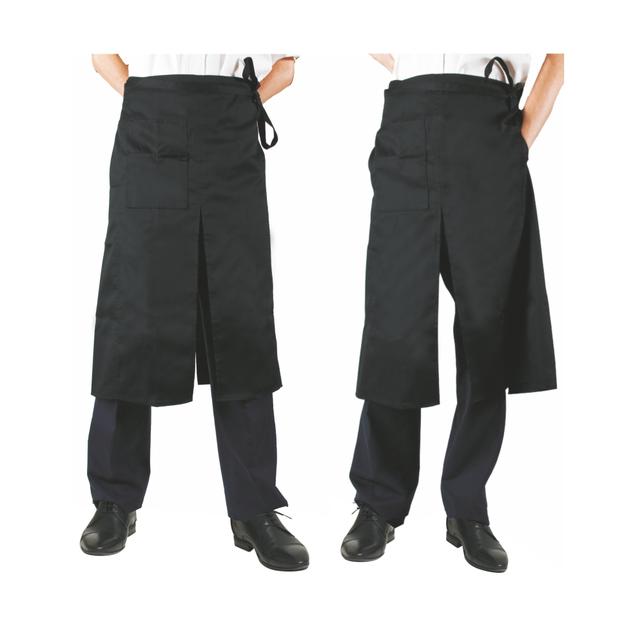 Zapaska kelnerska (fartuch) z rozcięciem oraz kieszonką 100x80cm, czarna