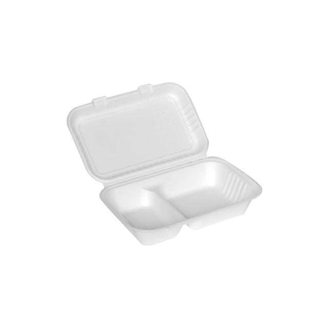 Menu Box z trzciny cukrowej, dwudzielny, 250x160x70mm, biały, op.50 sztuk