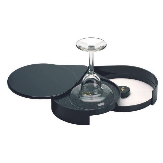 Crustownica do szkła (Glass Rimmer), 2 miseczki, czarna