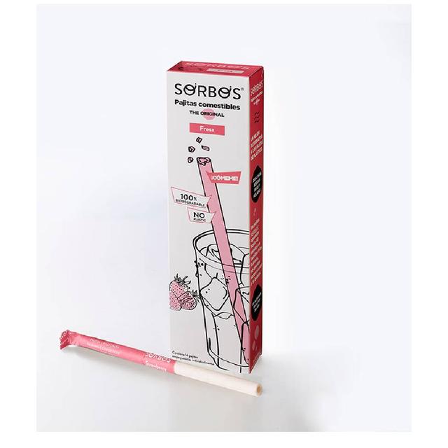 Słomki jadalne o smaku truskawki SORBOS, 16szt.