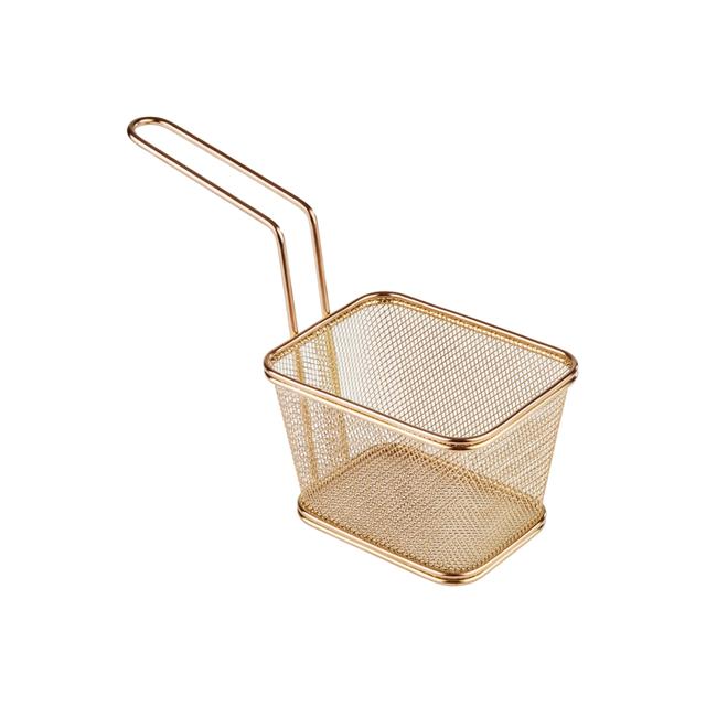 Koszyczek do serwowania potraw, prostokątny 13x10,5cm, stal nierdzewna, kolor złoty