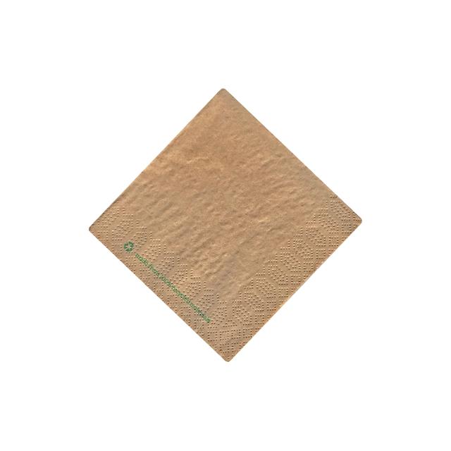 Serwetki cocktailowe ECO, 24x24cm, składane 1/4, brązowa (kraft) - 100% materiał z recyklingu, 400szt