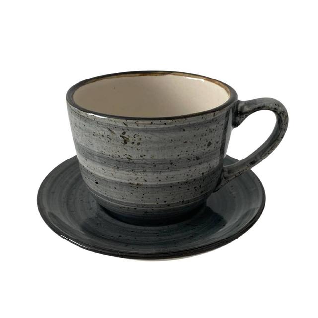 Filiżanka 350ml Bel Kera plus spodek 15 cm, kolor szary