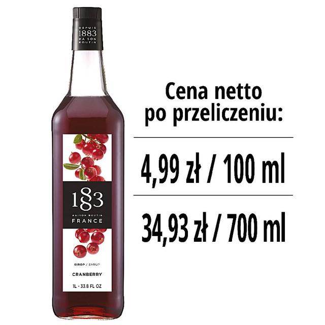 Syrop 1883 Routin Żurawina, szklana butelka 1L