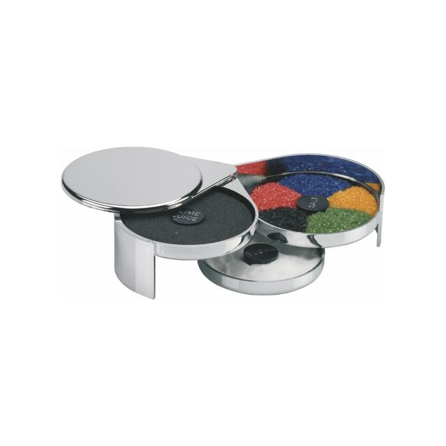 Crustownica do szkła (Glass Rimmer), 3 miseczki, chromowana