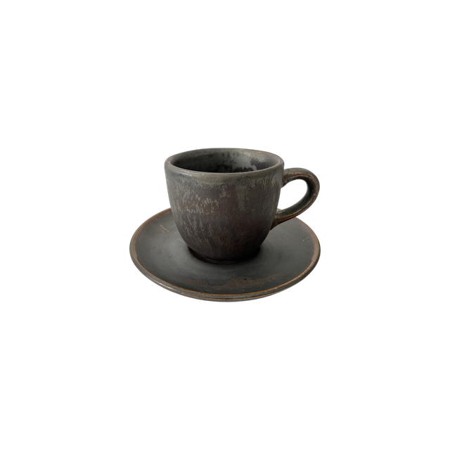 Filiżanka 100ml Bel Kera plus spodek 11 cm, kolor hematyt
