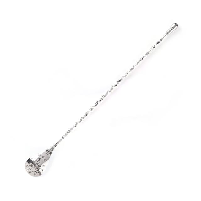 Łyżka barmańska Teardrop, stal nierdzewna, 30cm, wzór Tiki