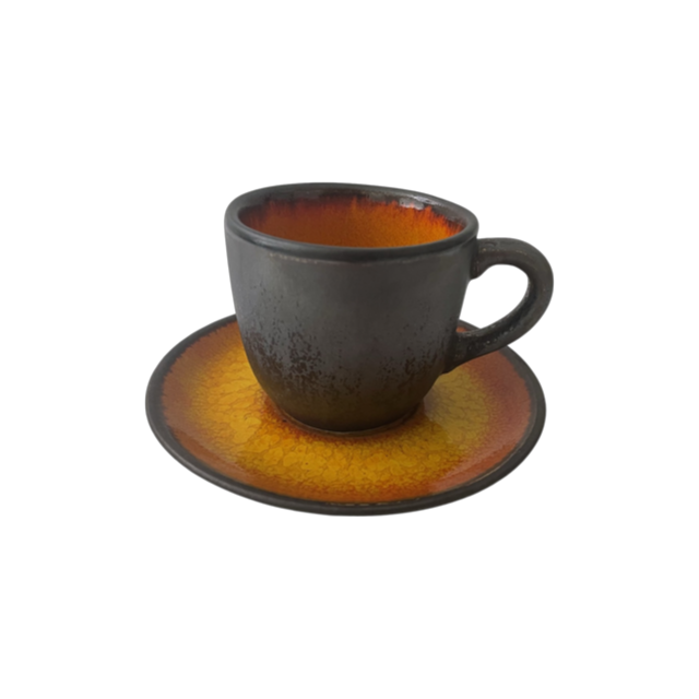 Filiżanka 200ml Bel Kera plus spodek 15 cm, kolor bursztyn