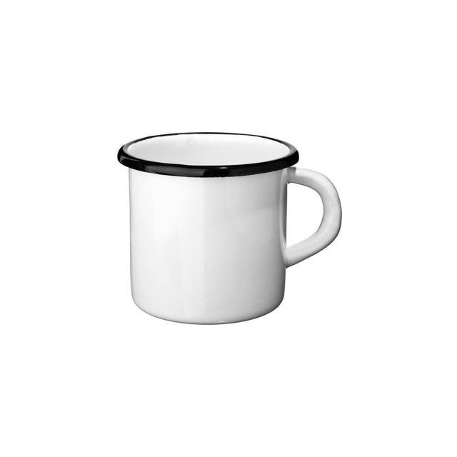 Kubek emaliowany biały z czarnym rantem 350ml