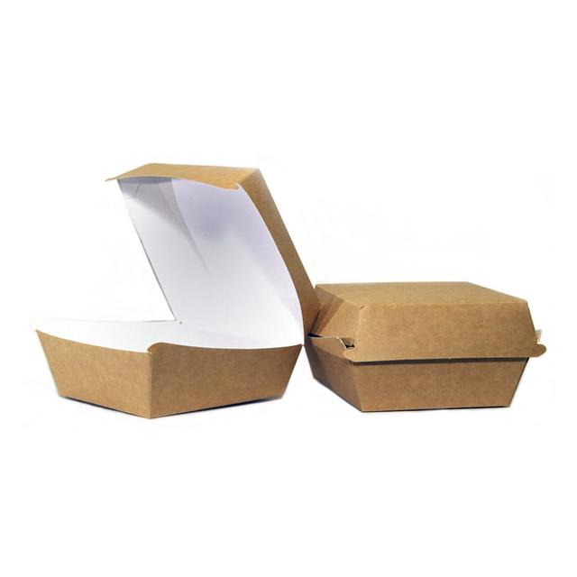 Pudełko Burger Box duże, 150x150x80 karton biało-brązowy, op.100 sztuk