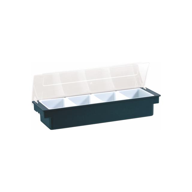 Pojemnik na owoce, 4 przegródki, plastik, czarny, 50x15x9cm