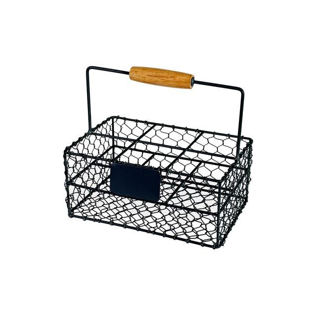 Koszyczek serwisowy metalowy czarny z tabliczką 21x14x9,5cm