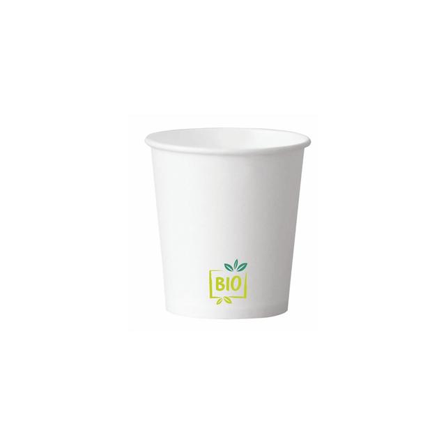 Kubek papierowy BIO 250ml jednościankowy biały, PLA, op.50 sztuk