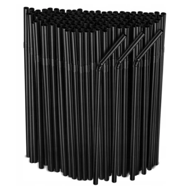 Słomki cocktailowe, łamane, krótkie, czarne, 15cm, 250szt