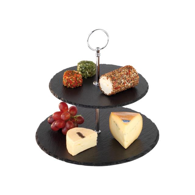 Etażera 2 stopniowa, łupek naturalny 24cm