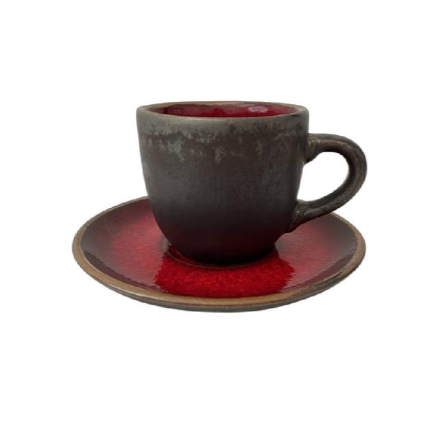 Filiżanka 200ml Bel Kera plus spodek 15 cm, kolor rubin